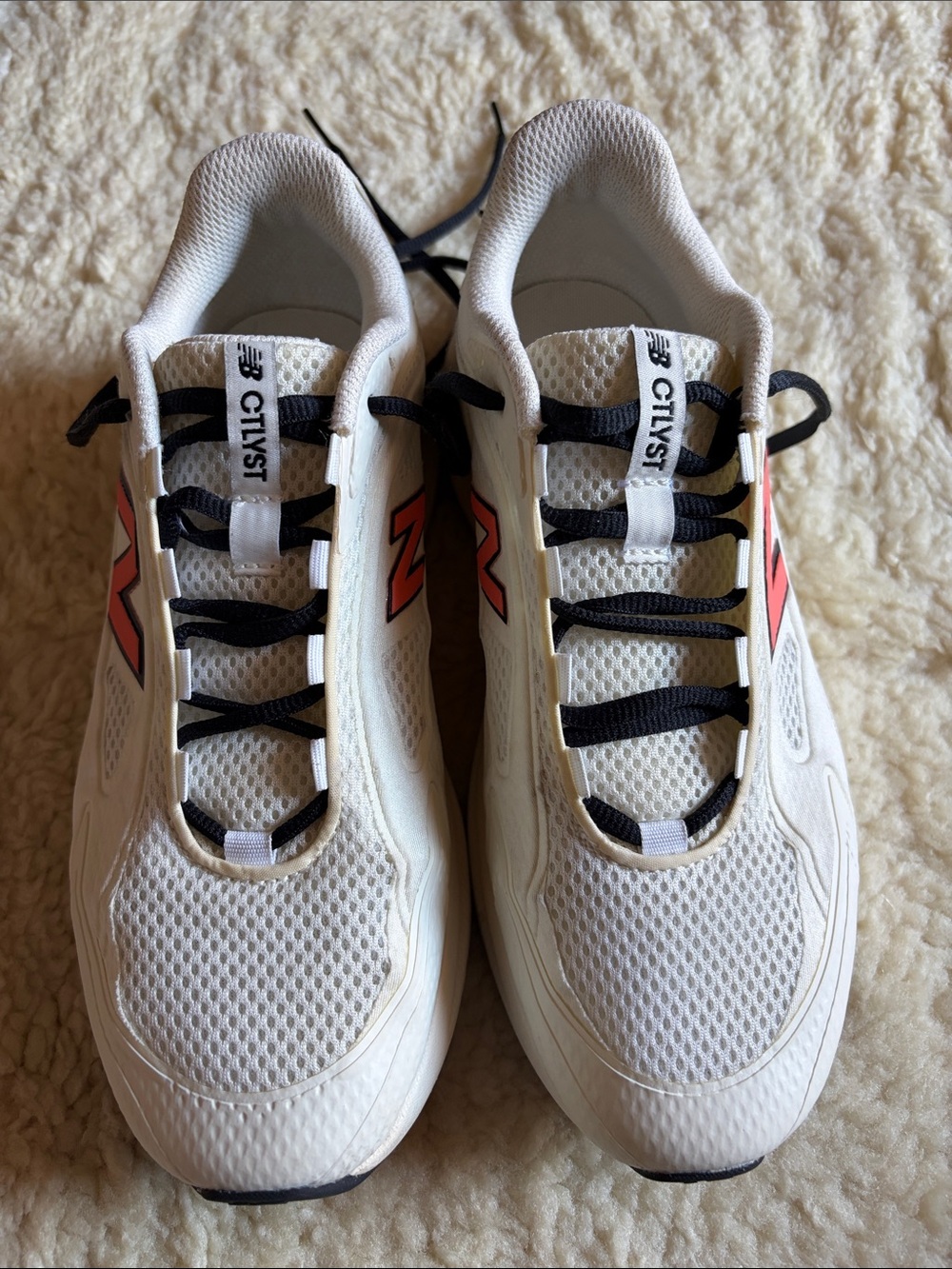 New Balance CTLYST Off- White Running Shoes  with Orange Logo and Black Laces